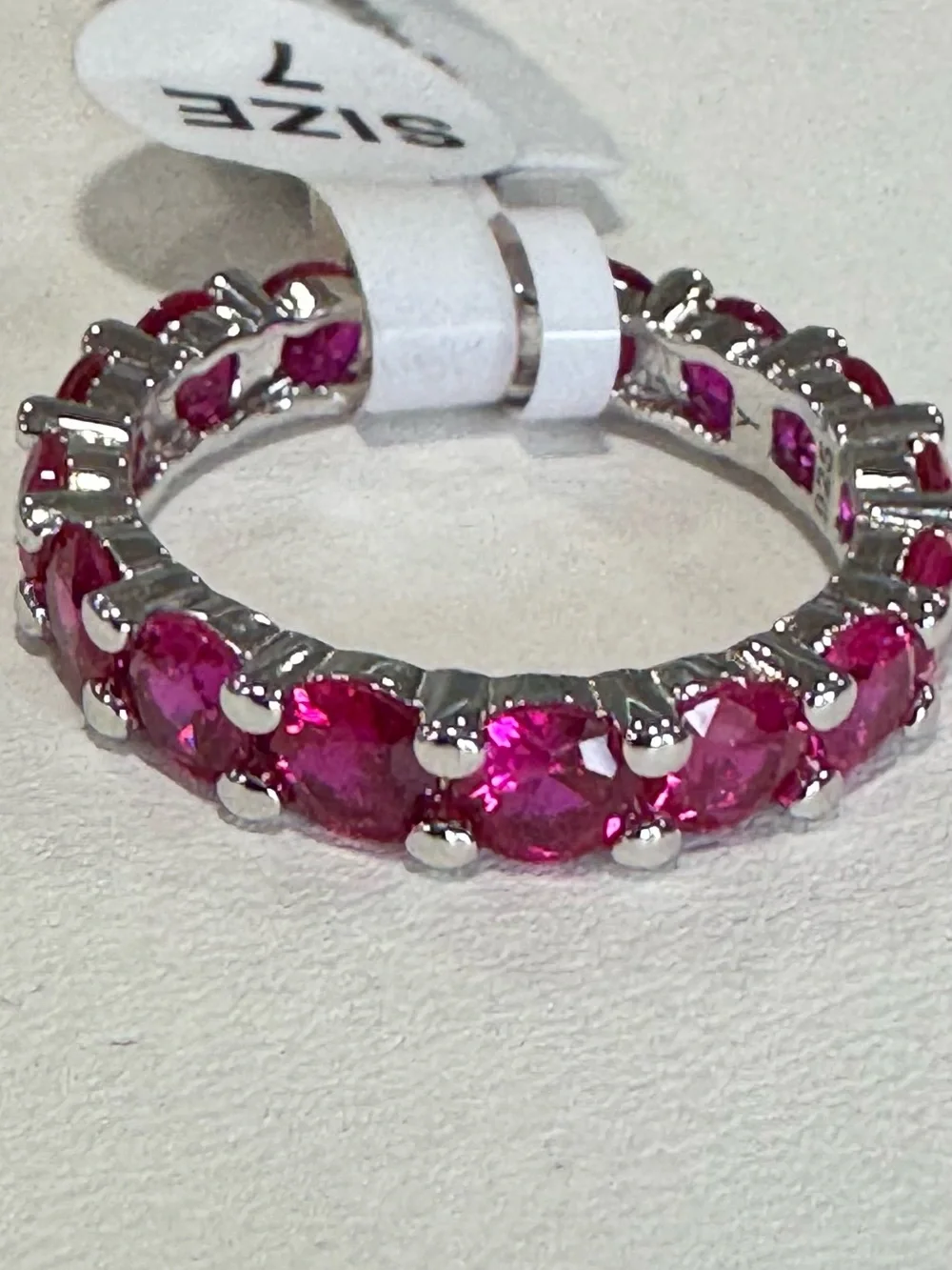 925 Pink Sapphire Eternity Band